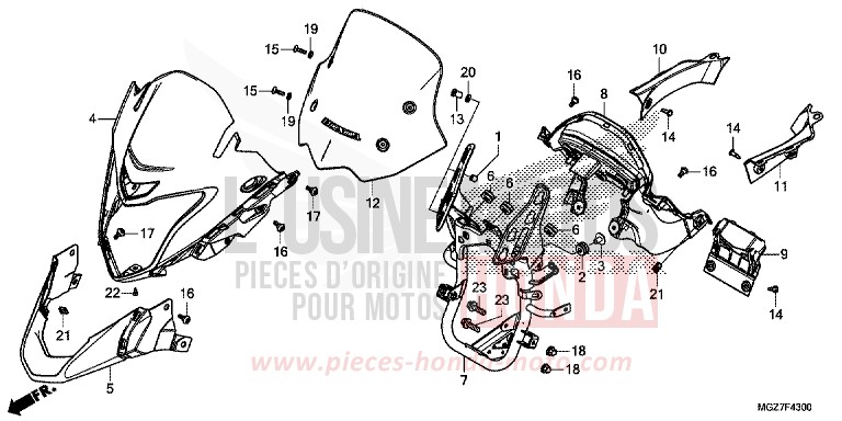 FRONT COWL for CB500X ABS PEARL HIMALAYAS WHITE (NHA87) from 2014